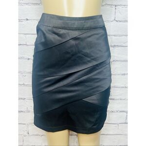 Lavinia Club Womens Black Pleated Satiny Casual Straight Pencil Skirt Size Small